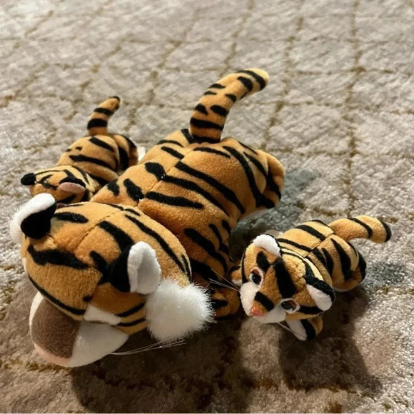 90's Galoob Pound Jungle TIGER & 2 CUBS FAMILY SET 3pc PLUSH Stuffed EUC - Picture 3 of 8